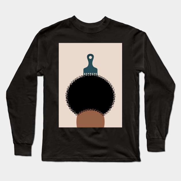 Afro Pick Girl Long Sleeve T-Shirt by 4thesoul